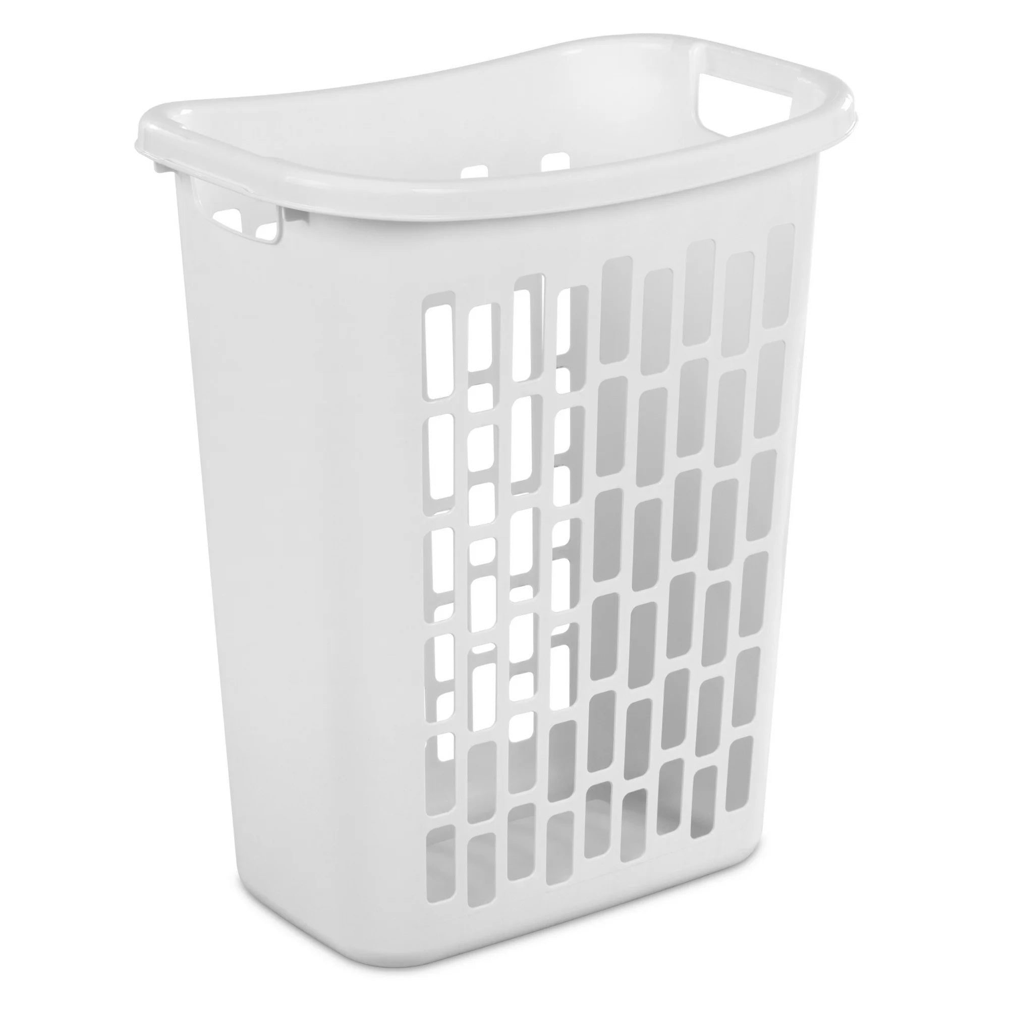 Mainstays Rectangular Open Plastic Hamper, for Narrow Spaces, White, Adult
