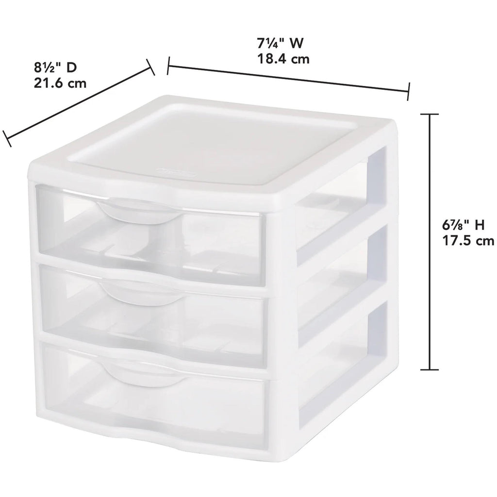 3-Tier Plastic Desktop Drawer Organizer | White Semi-Clear Storage Chest for Desk & Vanity
