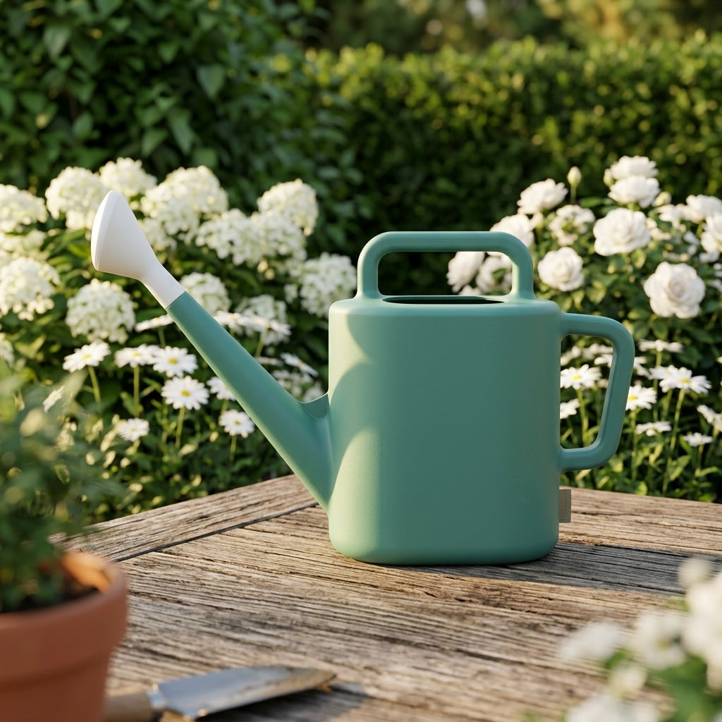 2 Gallon Green Resin Watering Can | Detachable Sprinkler Head, Long Spout for Indoor & Outdoor Plants