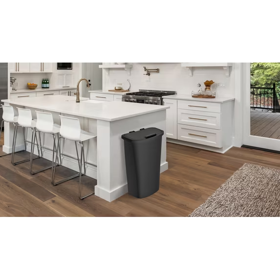 Mainstays 11 Gallon Plastic Kitchen Trash Can with Lift-Top Lid, Black