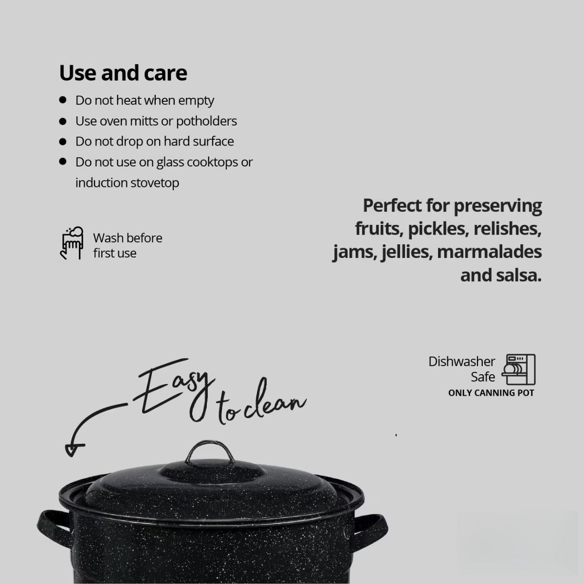 Granite Ware 21.5 Quart Water Bath Canner with Rack for Jam, Salsa and Pickles