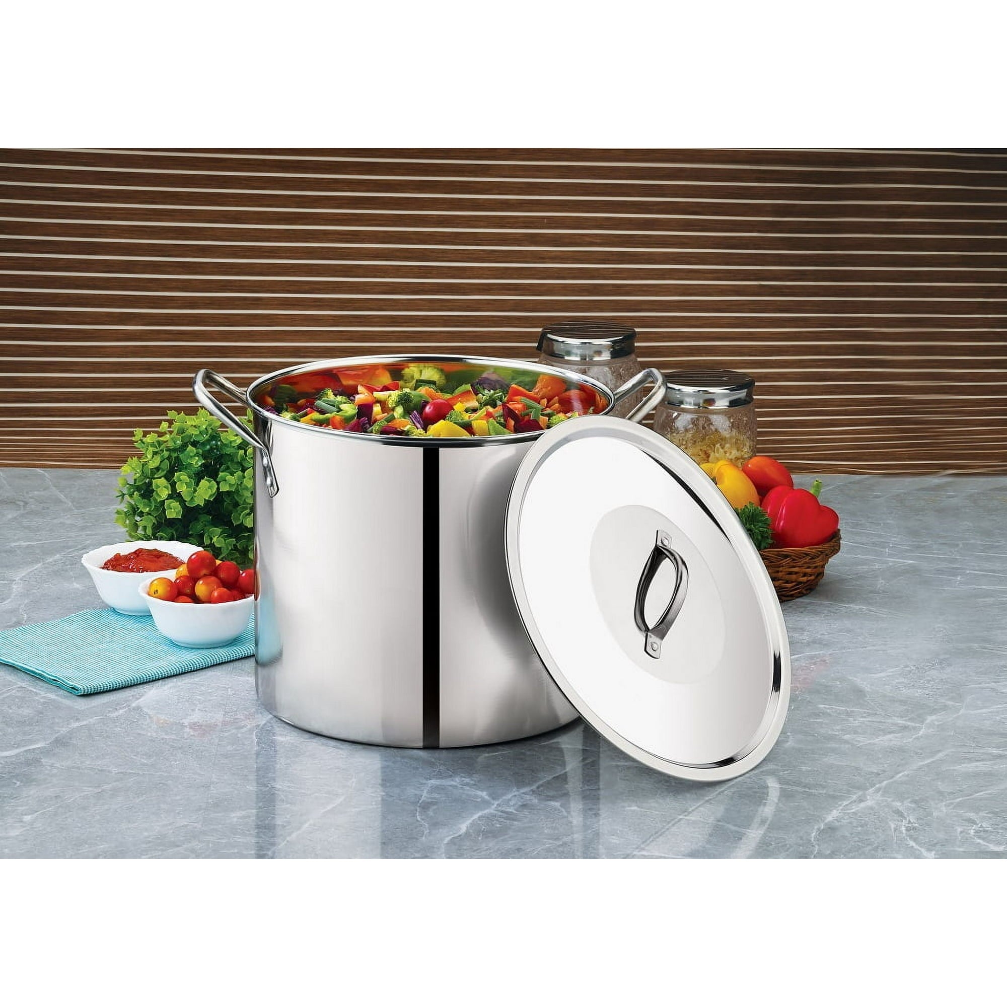 Mainstays 8-Qt Stainless Steel Stock Pot with Metal Lid