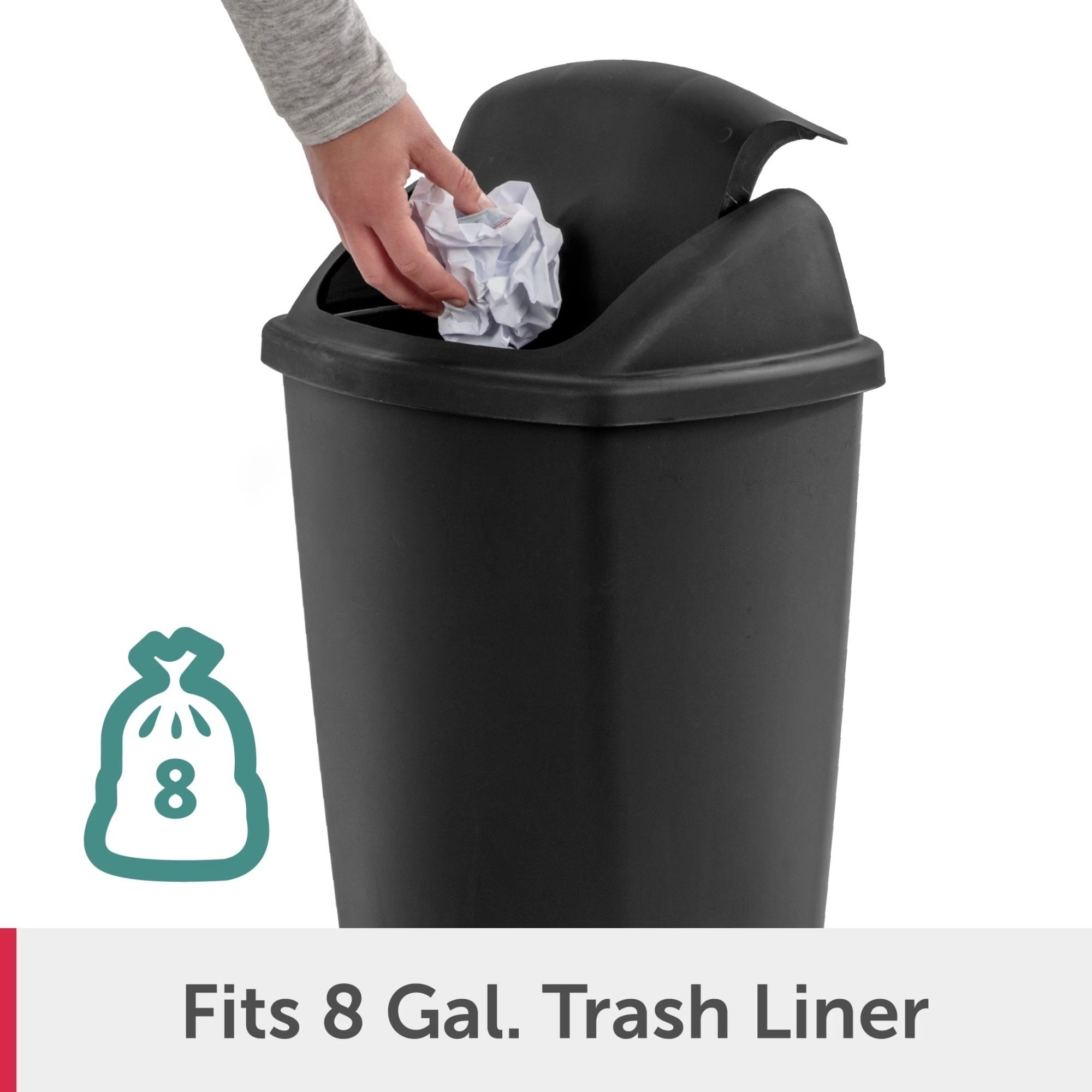 Sterilite Kitchen Trash Can, 7.5 Gallon Plastic Garbage Bin with Swing Top Lid