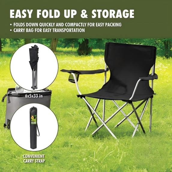 Ozark Trail Quad Folding Camp Chair with Cup Holder