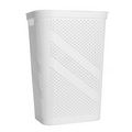 Mainstays Plastic Rectangular Hinged-Lid Laundry Hamper, White, Adult