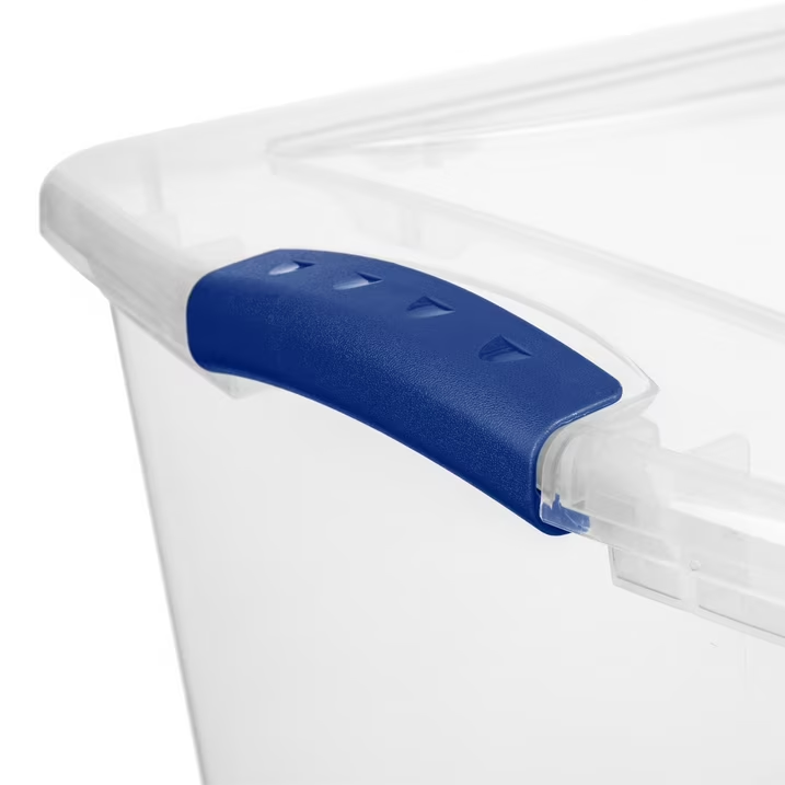 Sterilite 66 Quart Large Latching Storage Bin, Clear Plastic Storage Container with Latch Lid