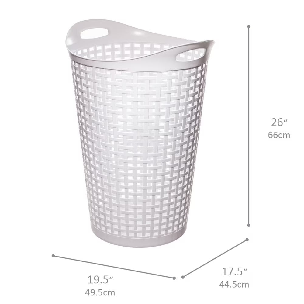 Mainstays Flexible Wicker Round Laundry Hamper, White Plastic