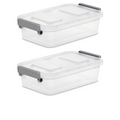 (2 pack) Sterilite Modular 2.7 Quart Small Latching Storage Bin, Clear Plastic Storage Container with Write-on ID Latches, Gray