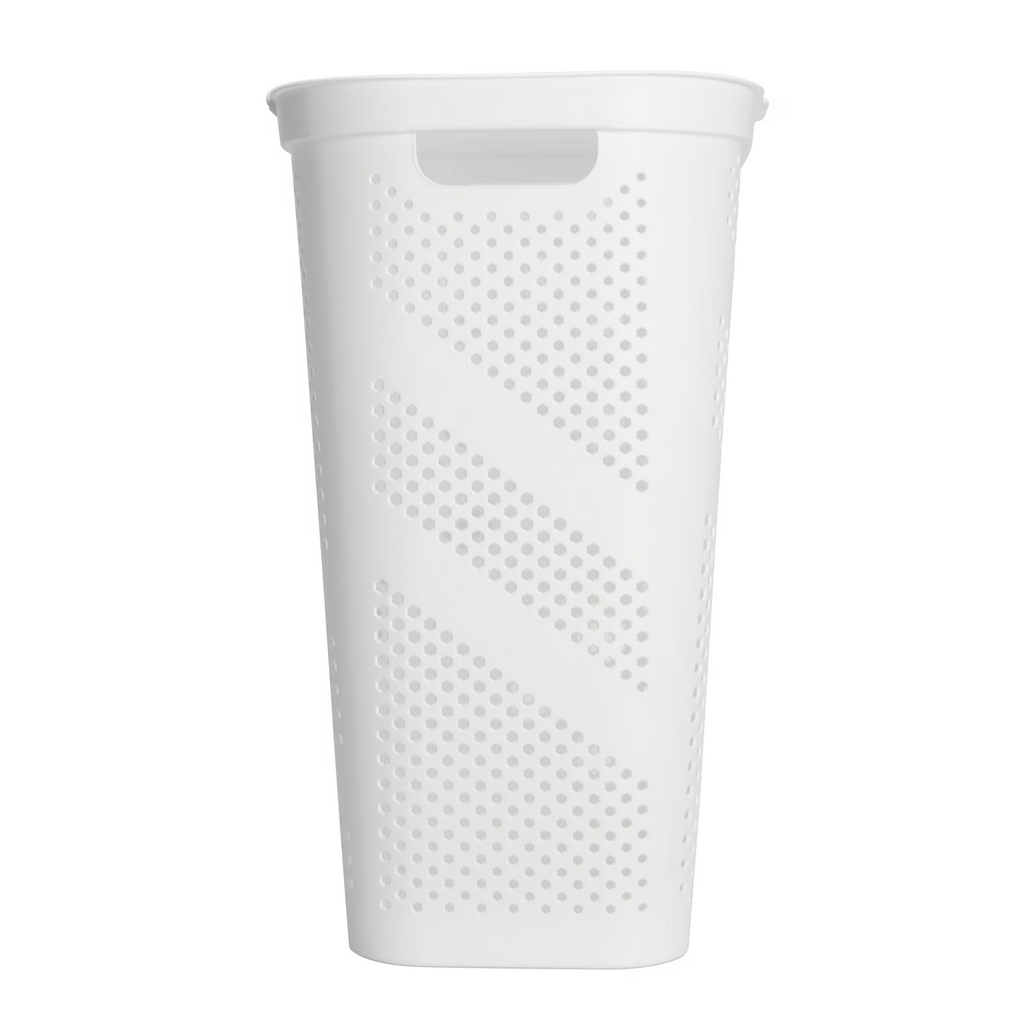 Mainstays Plastic Rectangular Hinged-Lid Laundry Hamper, White, Adult