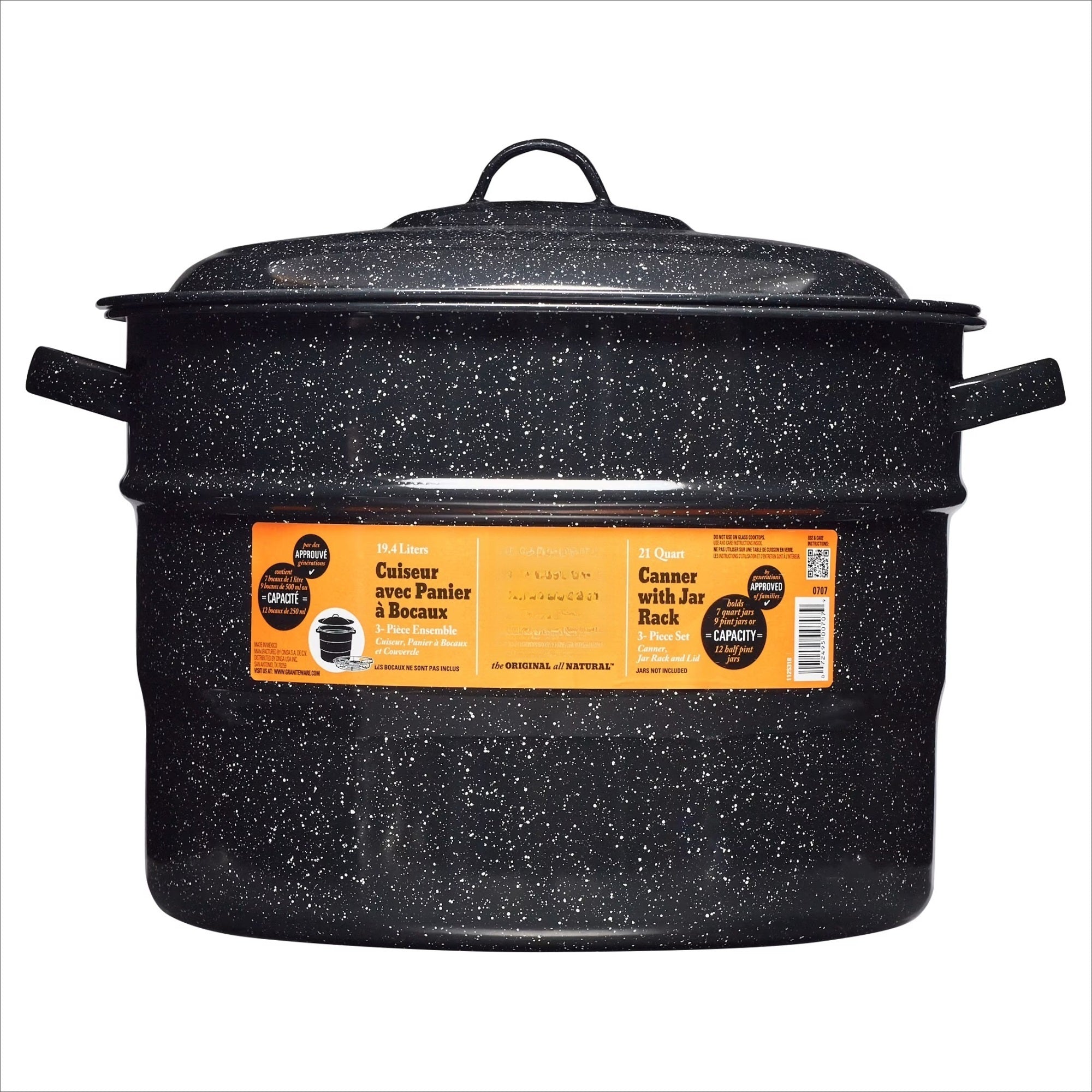 Granite Ware 21.5 Quart Water Bath Canner with Rack for Jam, Salsa and Pickles