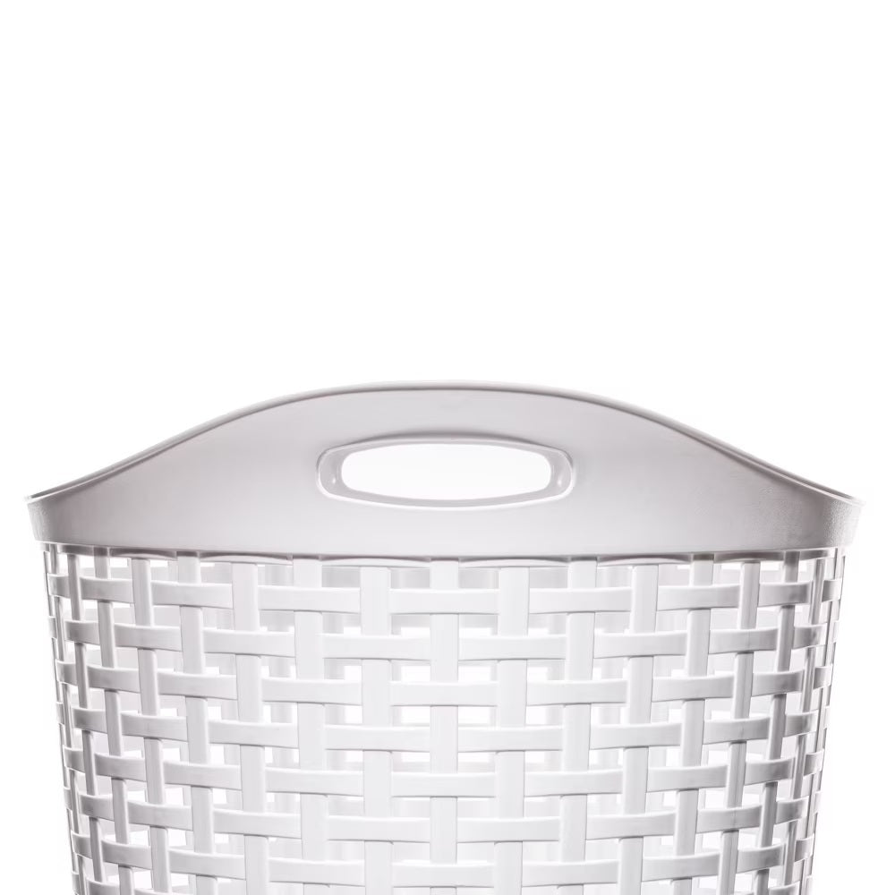 Mainstays Flexible Wicker Round Laundry Hamper, White Plastic