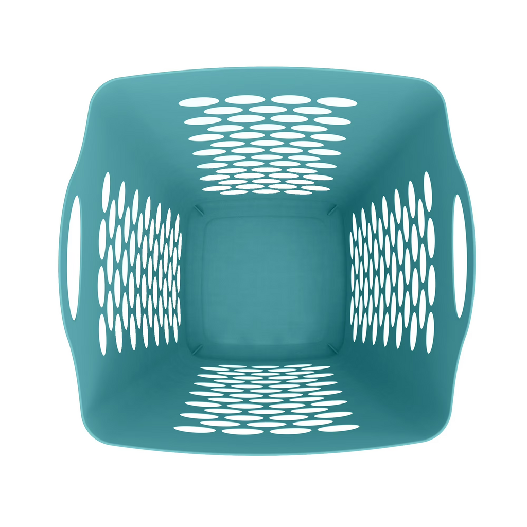 Mainstays 2 Bushel Flexible Square Laundry Hamper, Teal Plastic