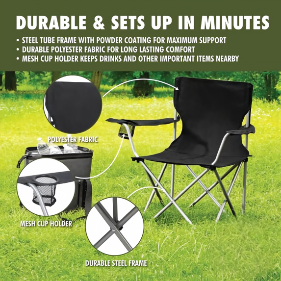Ozark Trail Quad Folding Camp Chair with Cup Holder