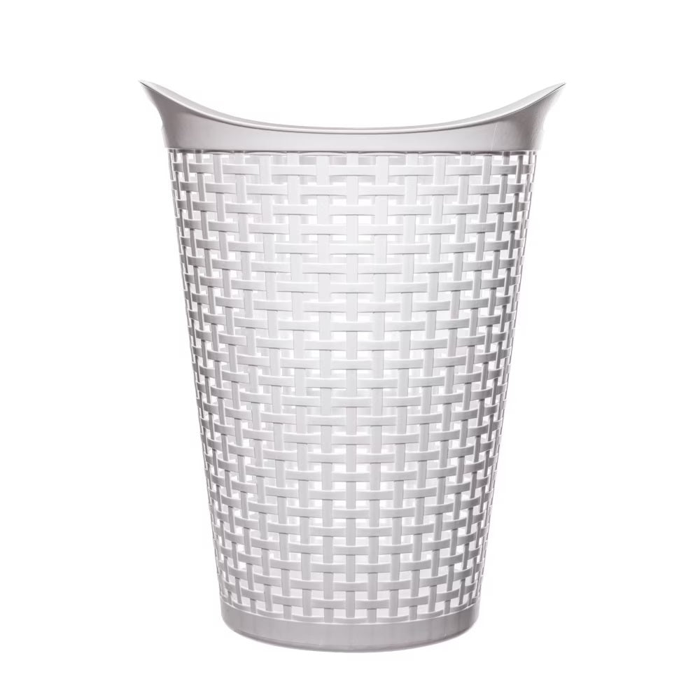 Mainstays Flexible Wicker Round Laundry Hamper, White Plastic